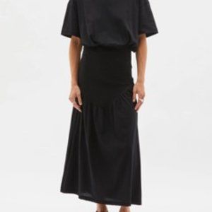 Bassike rib insert slouch jersey dress black